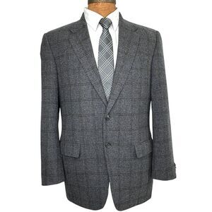 Corneliani Men 40R Gray Blazer Jacket Sport Coat Wool  Cashmere Windowpane